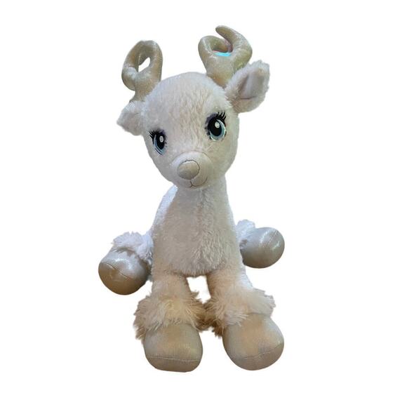 Build A Bear Workshop White/silver Glittery Reindeer. 16" Stuffed Animal Plush - Picture 1 of 5
